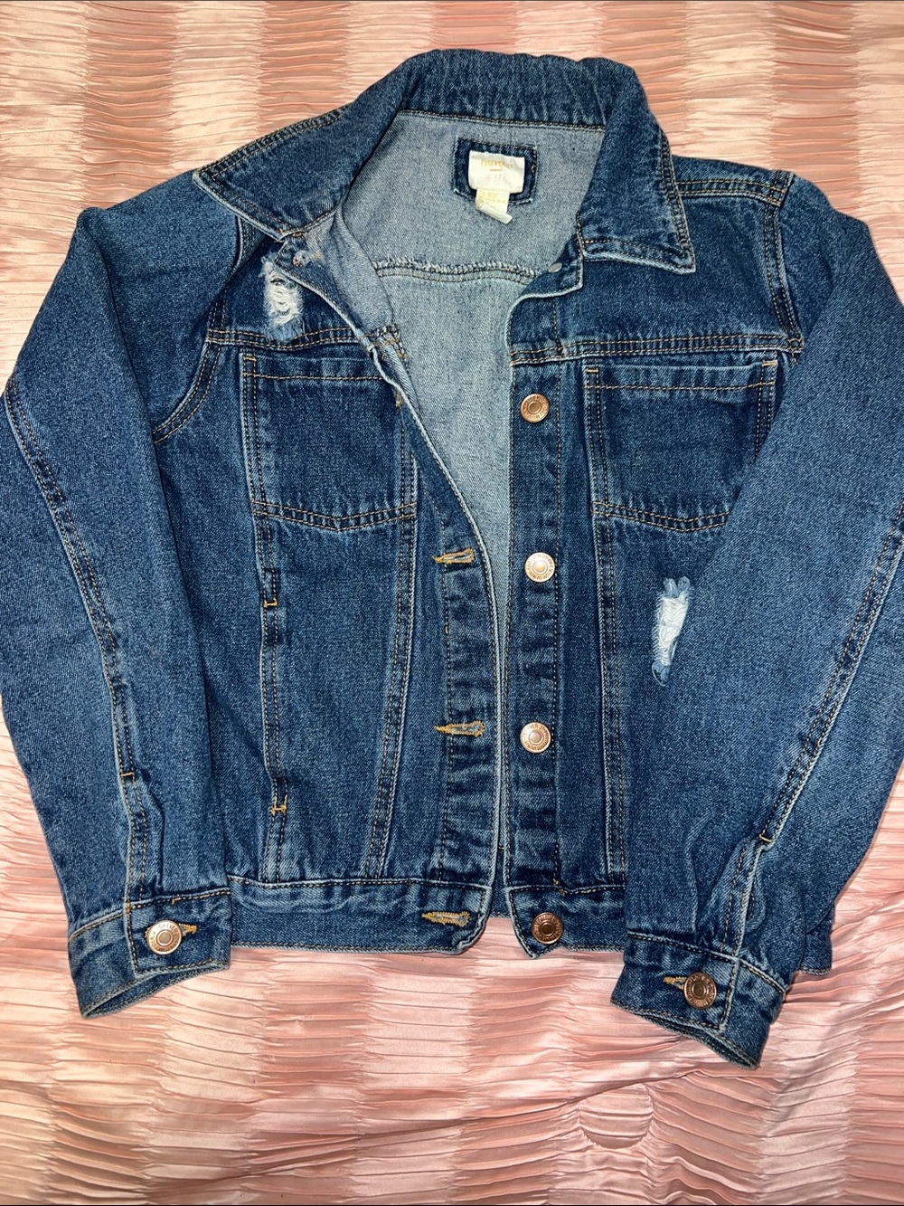 Forever 21 Girls Dark Blue Denim Jacket with Contrast Stitching